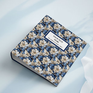 Sophisticated Navy Blue Floral Memory Album Binder