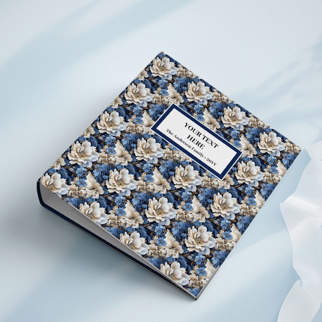 Sophisticated Navy Blue Floral Memory Album Binder (Sophisticated Navy Blue Floral Memory Album Binder)