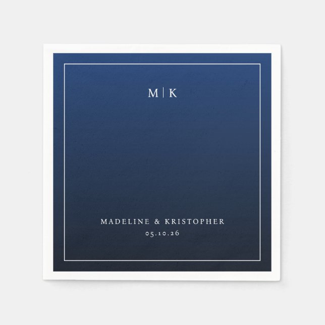 Sophisticated Navy Blue Minimalist Napkins (Front)