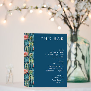 Sophisticated Navy Cactus Bar Menu Foam Board