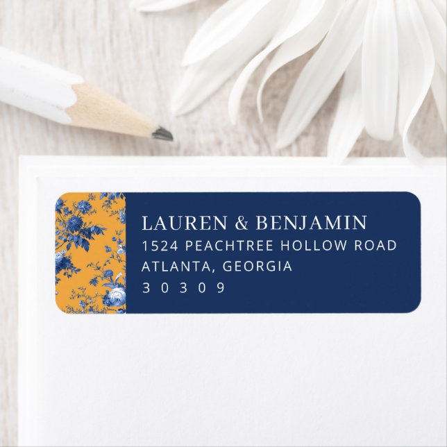 Sophisticated Navy Floral Label (Insitu)