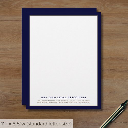 Sophisticated Navy Gold Law Firm Letterhead