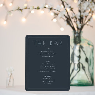 Sophisticated Navy Minimalist Bar Menu Foam Board