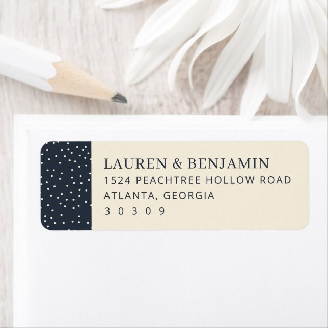 Sophisticated Navy Polka Dots Label (Insitu)