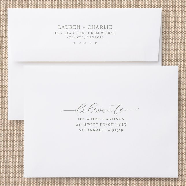 Sophisticated Neutral Calligraphy Addressed Envelopes (Linen)