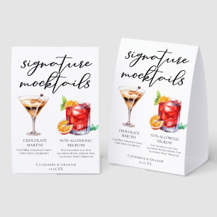 Sophisticated Non-Alcoholic Wedding Mocktails Paper Table Tent