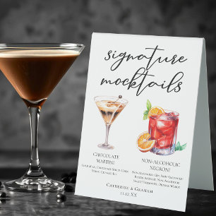 Sophisticated Non-Alcoholic Wedding Mocktails Table Tent