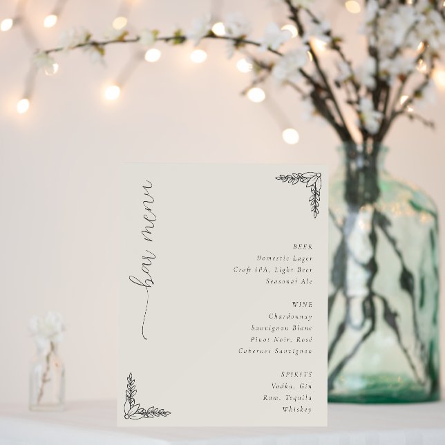 Sophisticated Off-White Botanical Menu Foam Board (In Situ (Wedding))