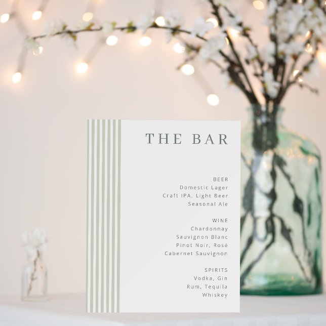 Sophisticated Off-White Minimalist Bar Menu Foam Board (In Situ (Wedding))