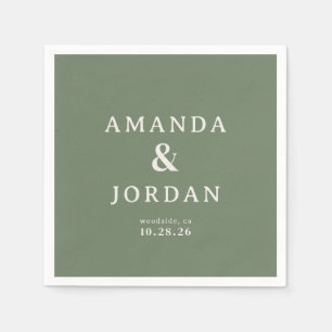 Sophisticated Olive Green Typographic Napkins