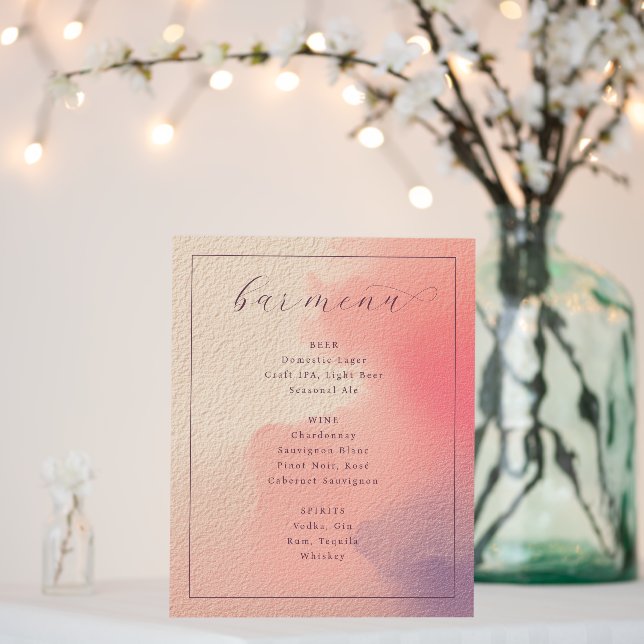 Sophisticated Ombre Gradient Bar Menu Foam Board (In Situ (Wedding))
