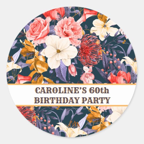 Sophisticated Outdoor Floral Garden 60th Birthday Classic Round Sticker
