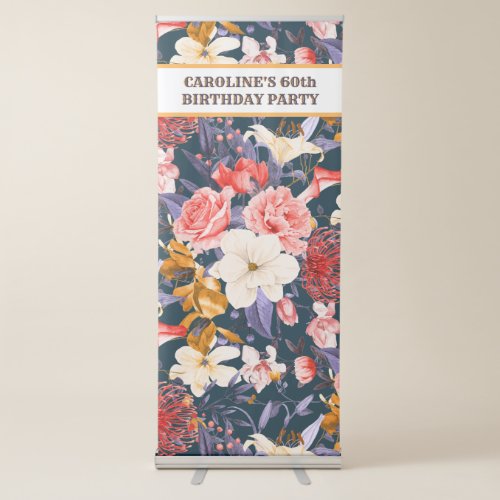 Sophisticated Outdoor Floral Garden 60th Birthday Retractable Banner