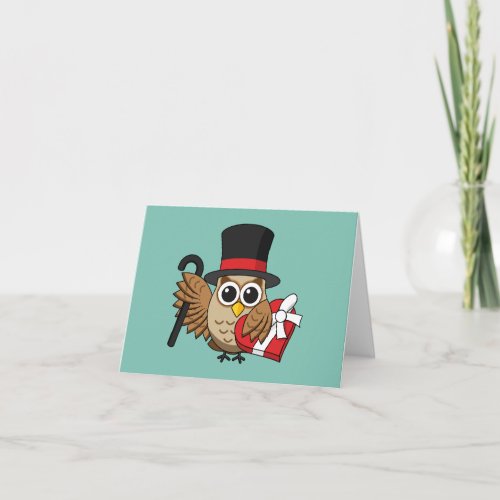 Sophisticated Owl w Heart Chocolate Box  Add Text Card