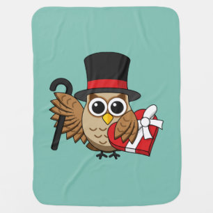 Sophisticated Owl with Heart Chocolate Box Baby Blanket