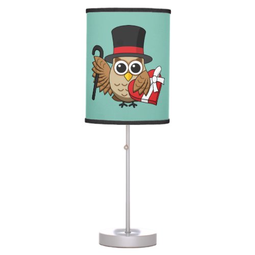 Sophisticated Owl with Heart Chocolate Box Table Lamp