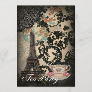 Sophisticated Paris floral Lace vintage tea party Invitation