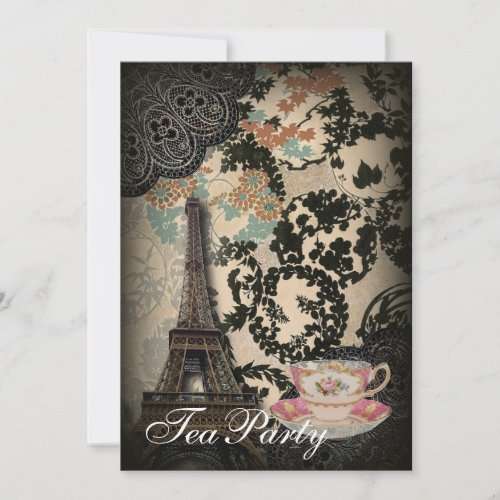 Sophisticated Paris floral Lace vintage tea party Invitation