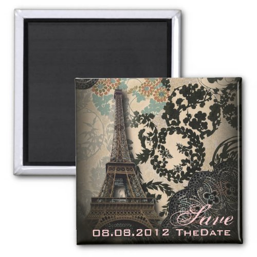 Sophisticated Paris Lace vintage save the date Magnet