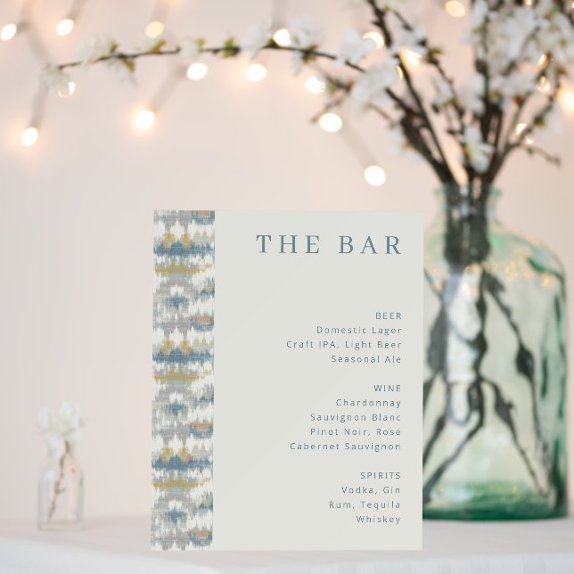 Sophisticated Pastel Serif Bar Menu Foam Board (In Situ (Wedding))