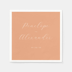 Sophisticated Peach Calligraphy Napkins