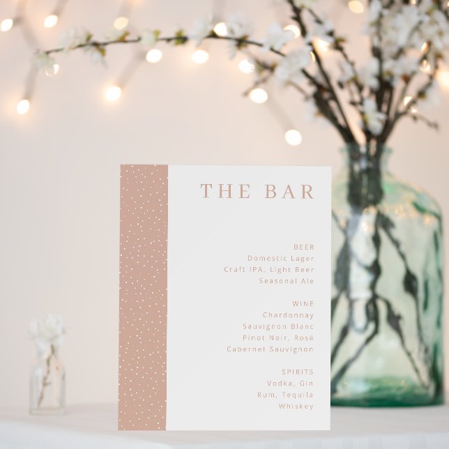 Sophisticated Peach Minimalist Bar Menu Foam Board (In Situ (Wedding))