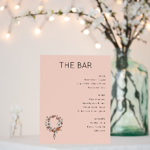 Sophisticated Peach Minimalist Bar Menu Foam Board