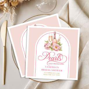 Sophisticated Pearls and Prosecco Bridal Shower Paper Dinner Napkins