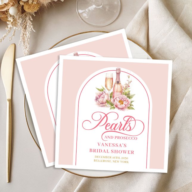 Sophisticated Pearls and Prosecco Bridal Shower Paper Dinner Napkins (Sophisticated Pearls and Prosecco Bridal Shower Paper Dinner Napkins)
