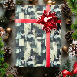 Sophisticated Personalized Silver Black Gift Wrap