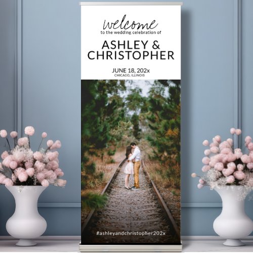 Sophisticated Photo Wedding Welcome Retractable Banner
