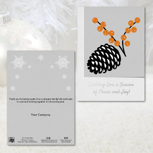 Sophisticated Pine Cone Foil Business Holiday Card
