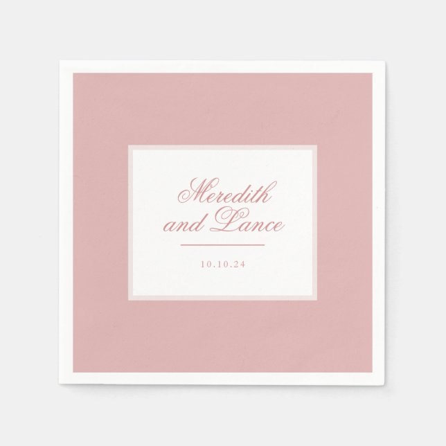 Sophisticated Pink and Blush Script Wedding Napkins (Front)