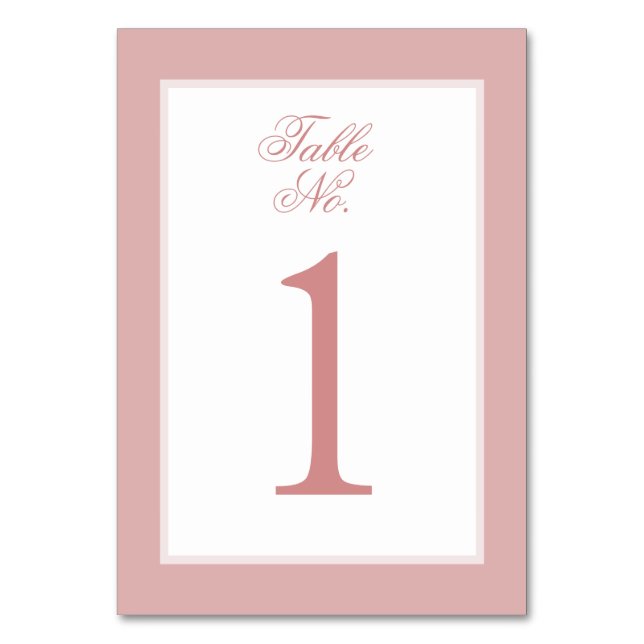 Sophisticated Pink and Rise Elegant Script Wedding Table Number (Front)