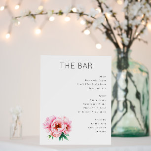 Sophisticated Pink Floral Minimalist Menu Foam Board