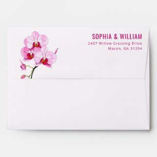 Sophisticated Pink Floral Orchid Envelope