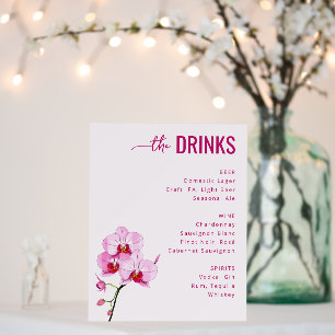 Sophisticated Pink Floral Wedding Menu Foam Board