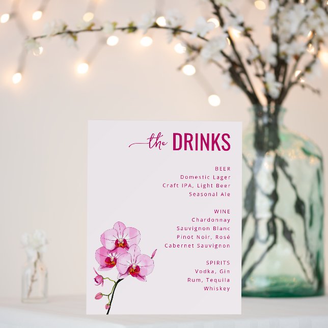 Sophisticated Pink Floral Wedding Menu Foam Board (In Situ (Wedding))