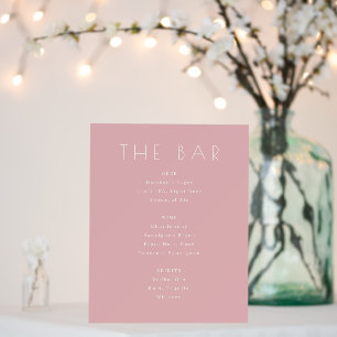 Sophisticated Pink Minimalist Bar Menu Foam Board