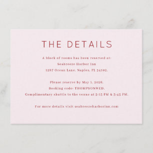 Sophisticated Pink Serif Wedding Enclosure Card