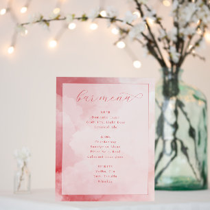 Sophisticated Pink Watercolor Bar Menu Foam Board