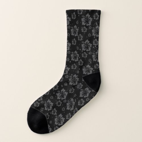 Sophisticated Plain Black Muted Floral  Socks