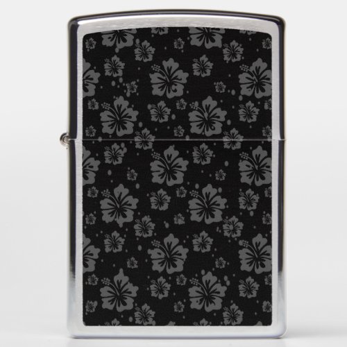 Sophisticated Plain Black Muted Floral  Zippo Lighter