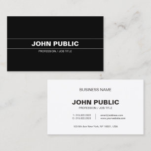 Sophisticated Plain Company Modern Black White Business Card