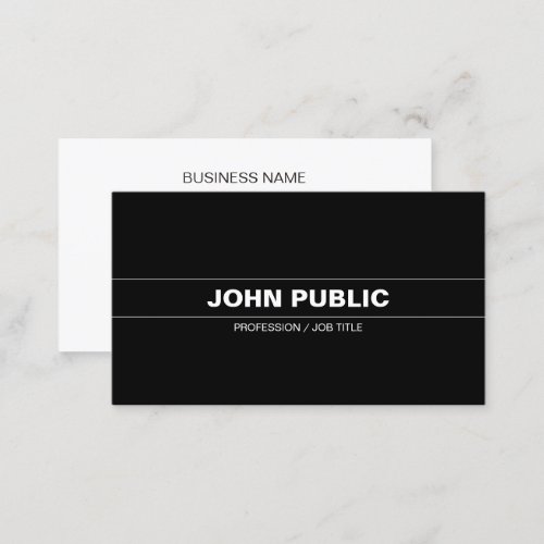 Sophisticated Plain Company Modern Black White Business Card