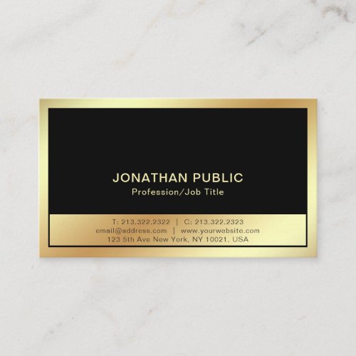 Sophisticated Plain Professional Modern Black Gold Business Card