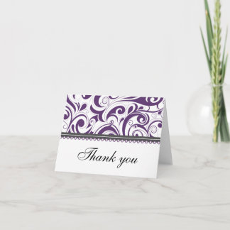 Sophisticated Plum Swirls Thank You Card