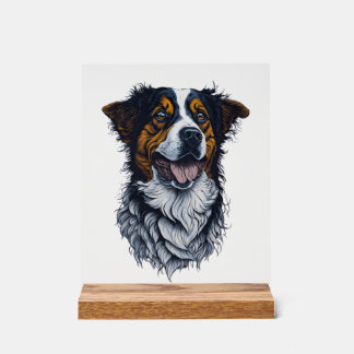 Sophisticated Pooch Portraits Trendy Dog Head Arti Acrylic Sign