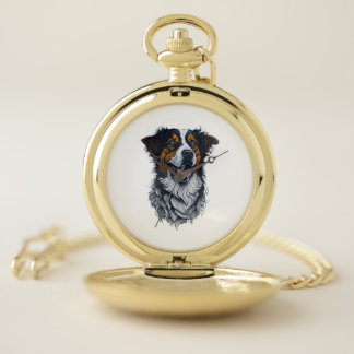 Sophisticated Pooch Portraits Trendy Dog Head Arti Pocket Watch