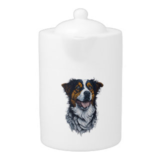 Sophisticated Pooch Portraits Trendy Dog Head Arti Teapot
